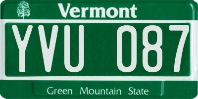 VT license plate YVU087