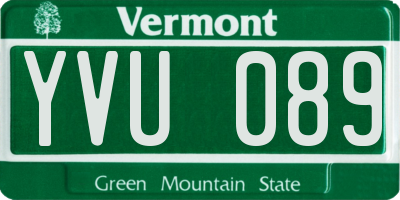 VT license plate YVU089