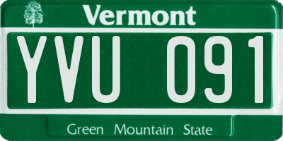 VT license plate YVU091