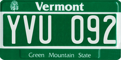 VT license plate YVU092