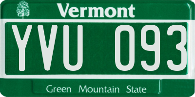 VT license plate YVU093