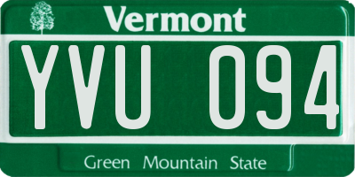 VT license plate YVU094