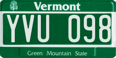 VT license plate YVU098