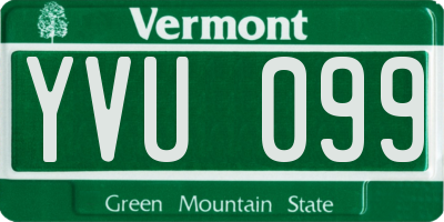 VT license plate YVU099