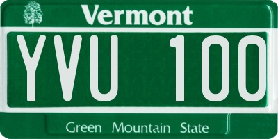 VT license plate YVU100