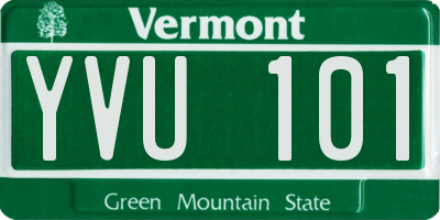 VT license plate YVU101
