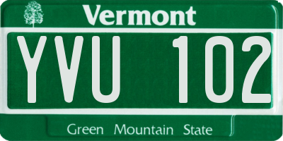 VT license plate YVU102