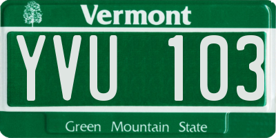 VT license plate YVU103