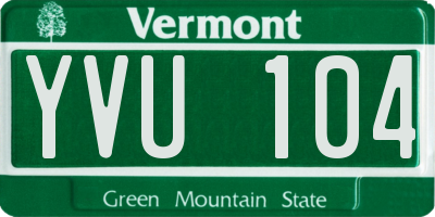 VT license plate YVU104
