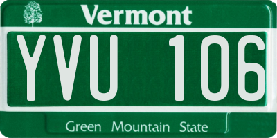 VT license plate YVU106