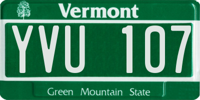 VT license plate YVU107