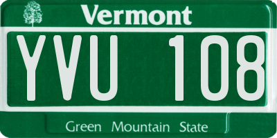VT license plate YVU108