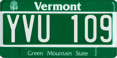 VT license plate YVU109