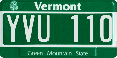 VT license plate YVU110