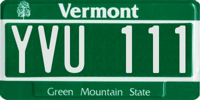 VT license plate YVU111