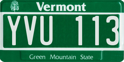 VT license plate YVU113