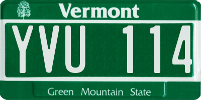 VT license plate YVU114