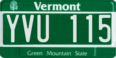 VT license plate YVU115