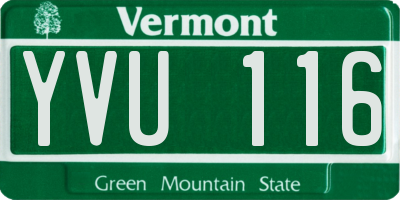 VT license plate YVU116