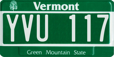 VT license plate YVU117