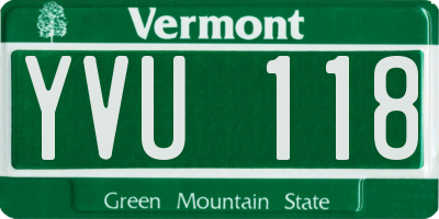 VT license plate YVU118