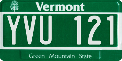 VT license plate YVU121