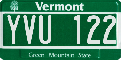VT license plate YVU122