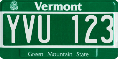 VT license plate YVU123