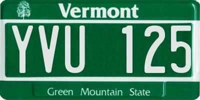 VT license plate YVU125