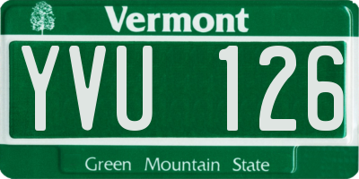 VT license plate YVU126