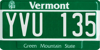 VT license plate YVU135