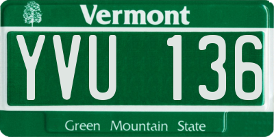 VT license plate YVU136
