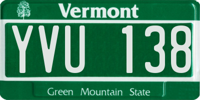 VT license plate YVU138