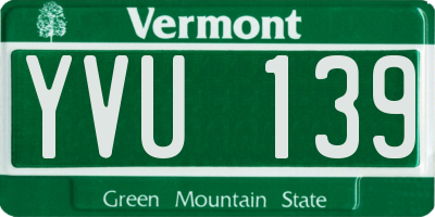 VT license plate YVU139