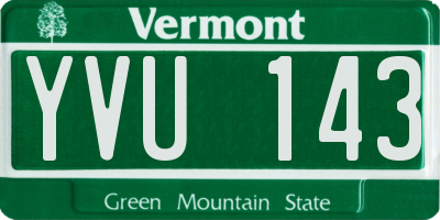 VT license plate YVU143