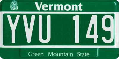 VT license plate YVU149