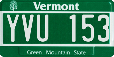 VT license plate YVU153