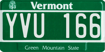 VT license plate YVU166