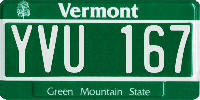 VT license plate YVU167