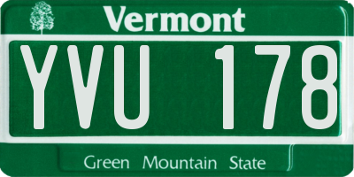 VT license plate YVU178