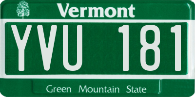VT license plate YVU181