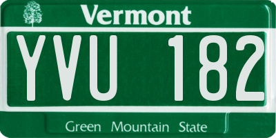 VT license plate YVU182