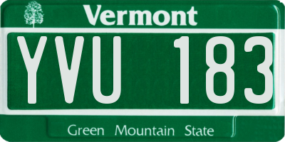 VT license plate YVU183