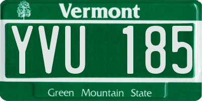 VT license plate YVU185