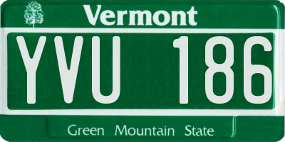 VT license plate YVU186