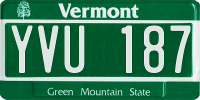 VT license plate YVU187
