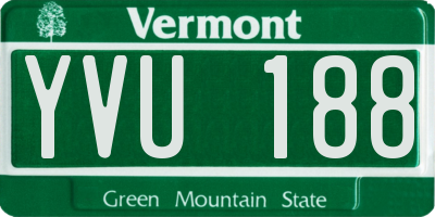 VT license plate YVU188