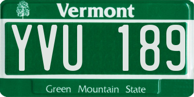 VT license plate YVU189