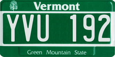 VT license plate YVU192