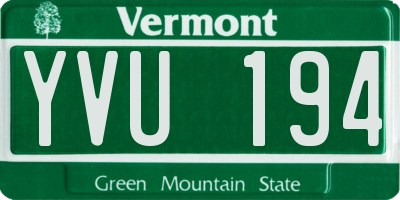 VT license plate YVU194